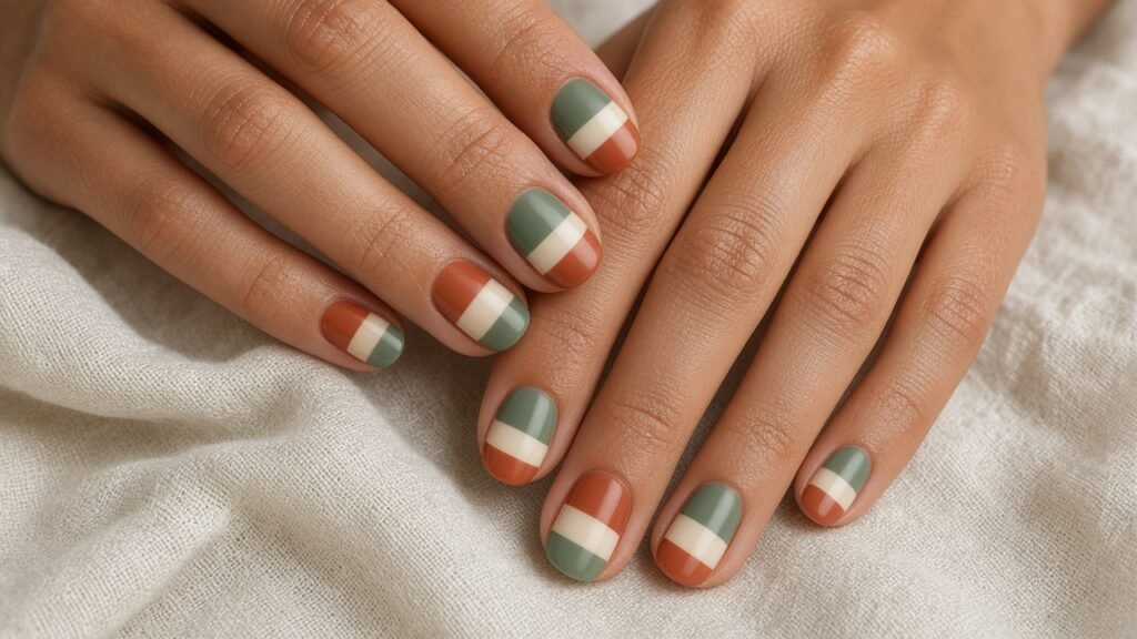 Colour Block Short Nail Designs