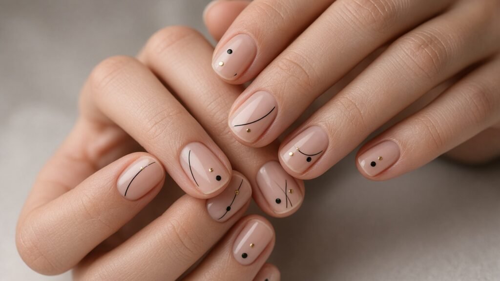 Minimal Dots and Lines - short nail designs