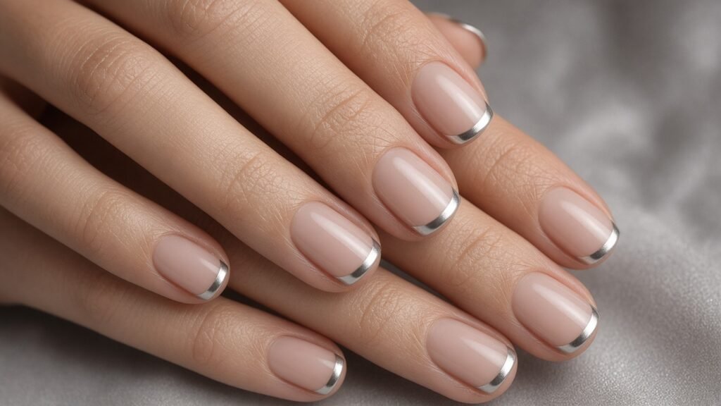 Chrome Silver Tips - short nail designs