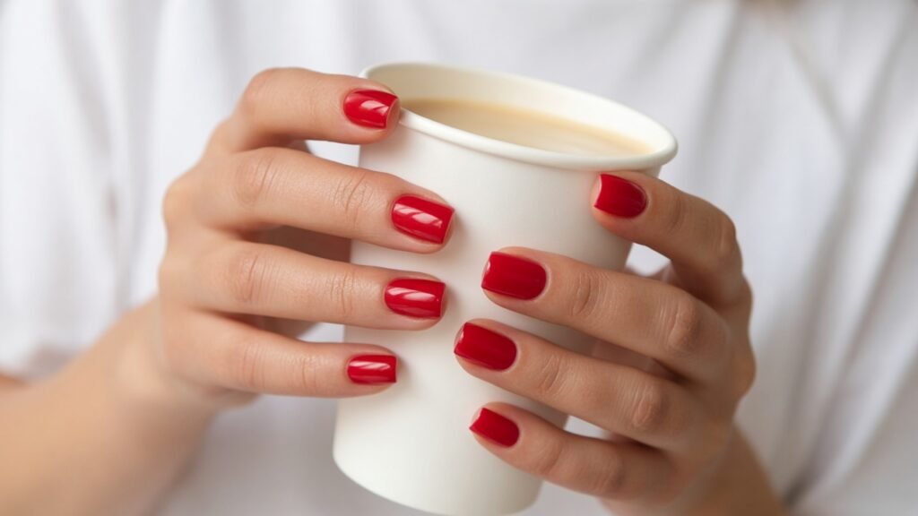 Glossy Cherry Red - short press on nails