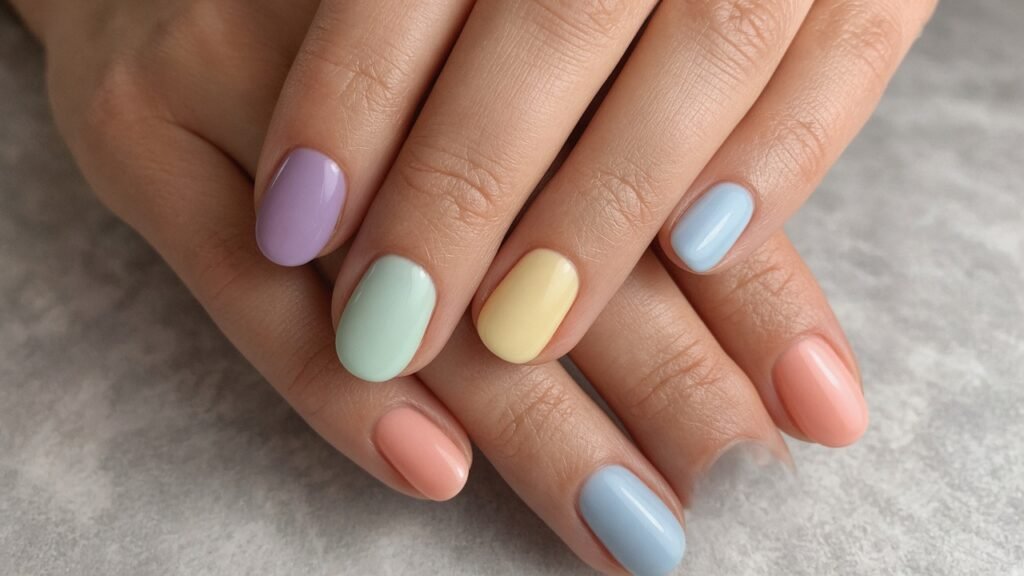 Pastel Rainbow Mix - short press on nails