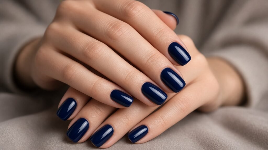 Navy Blue Glossy - short press on nails