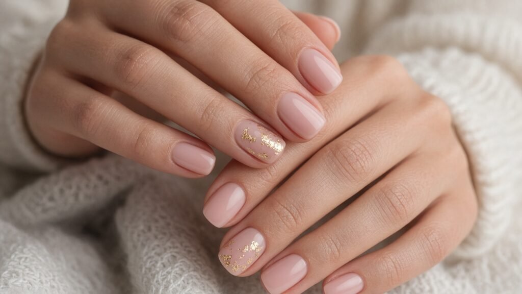Gold Foil Accent Nails - short press on nails
