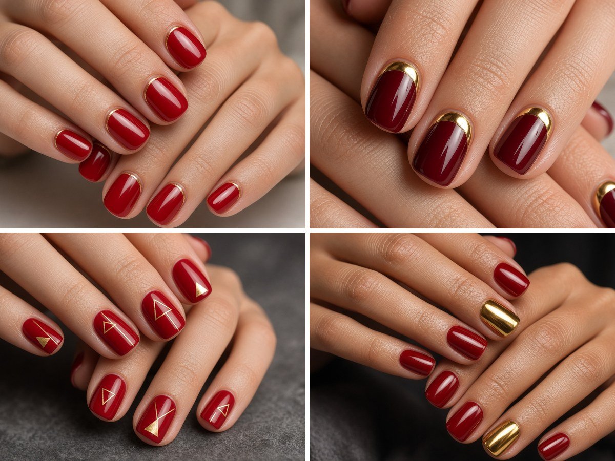 12 Short Red and Gold Nails Ideas That Look Luxe