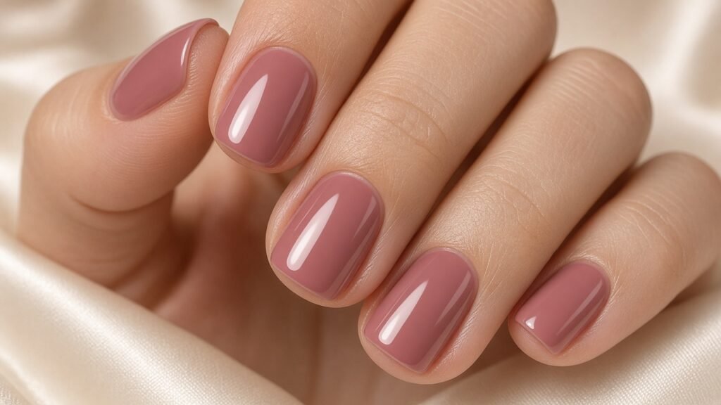 Dusty Rose Solid Short Rose Nails