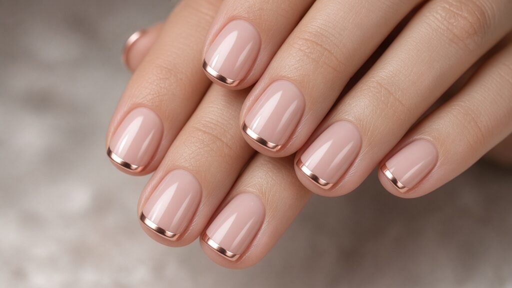 Rose Gold Micro Tips - short rose nails