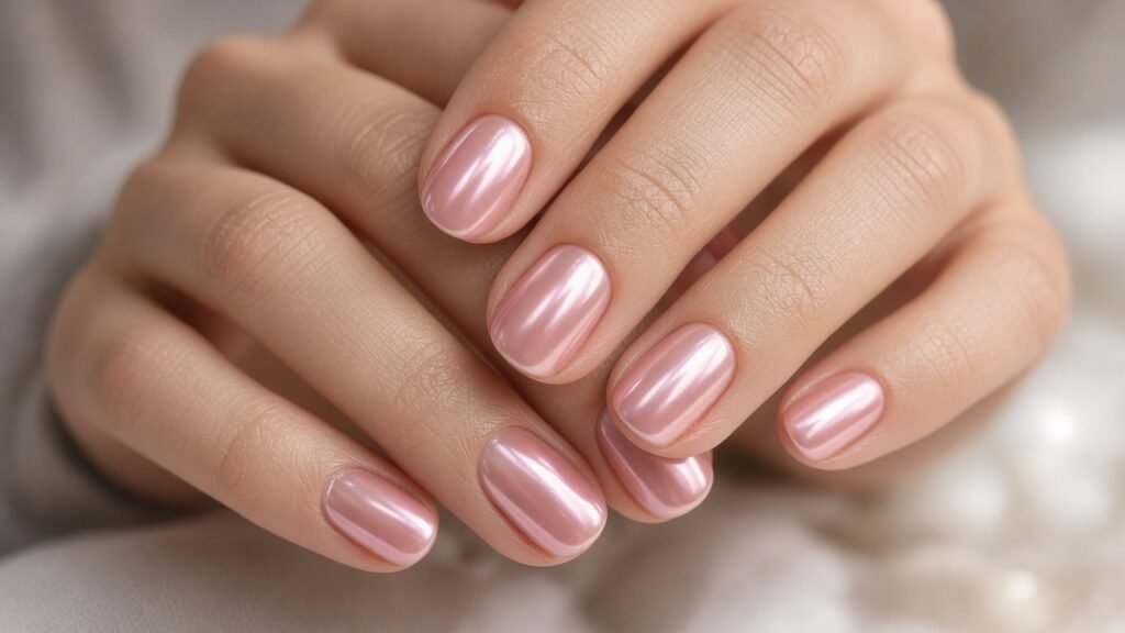 Rose Pink Glazed Finish - short rose nails