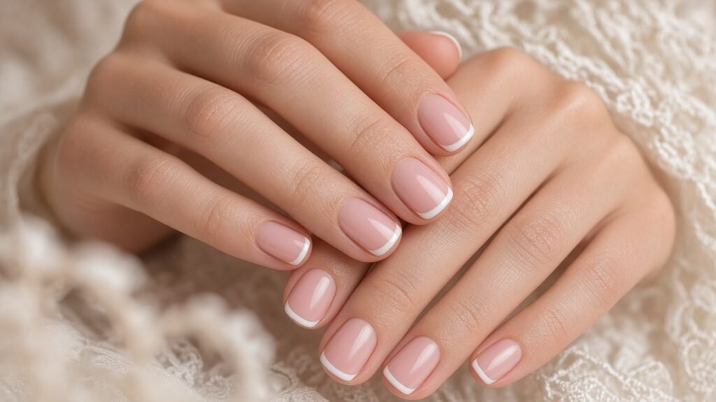 Micro French Short Wedding Nails