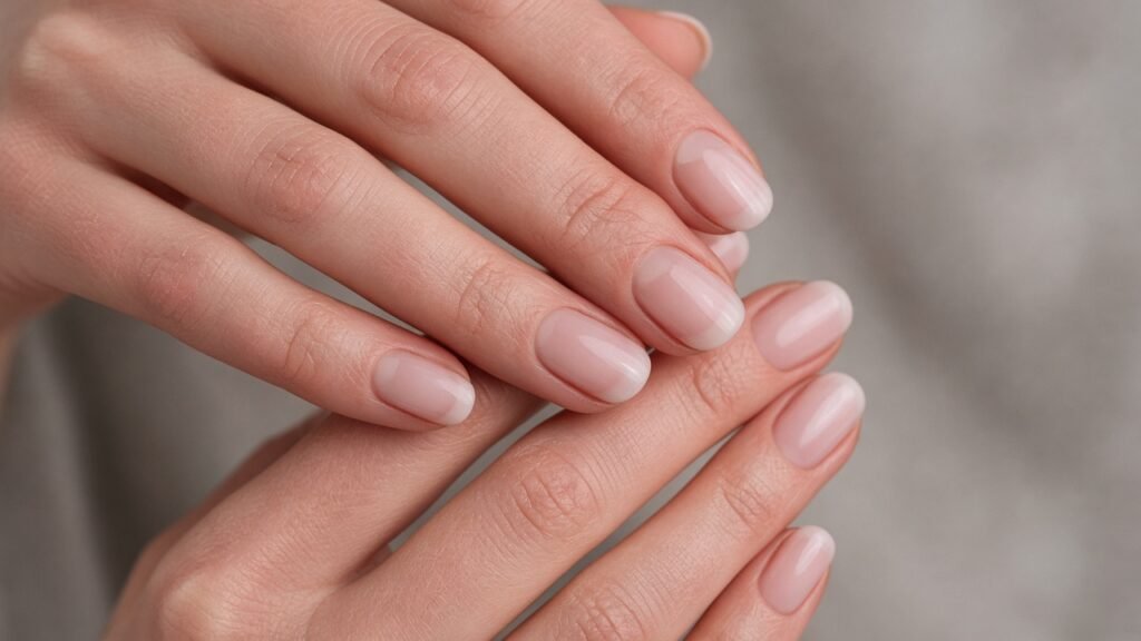 Soft Blush Ombre - short wedding nails