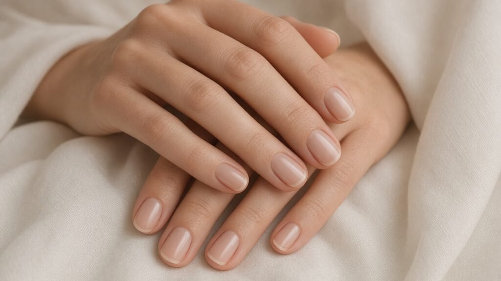 Clear Gloss with Healthy Cuticles - short wedding nails