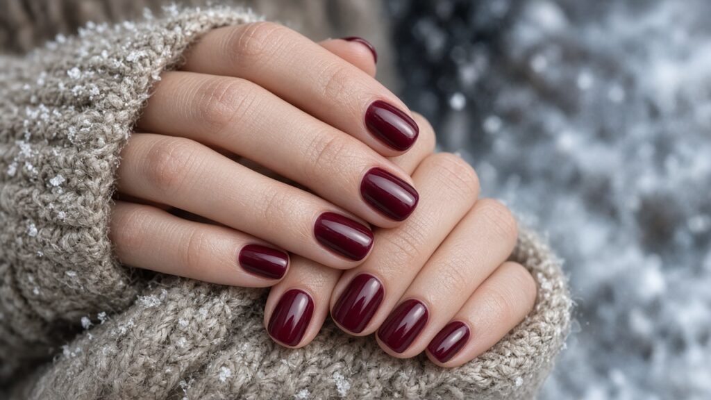 Burgundy Gloss - short winter nails