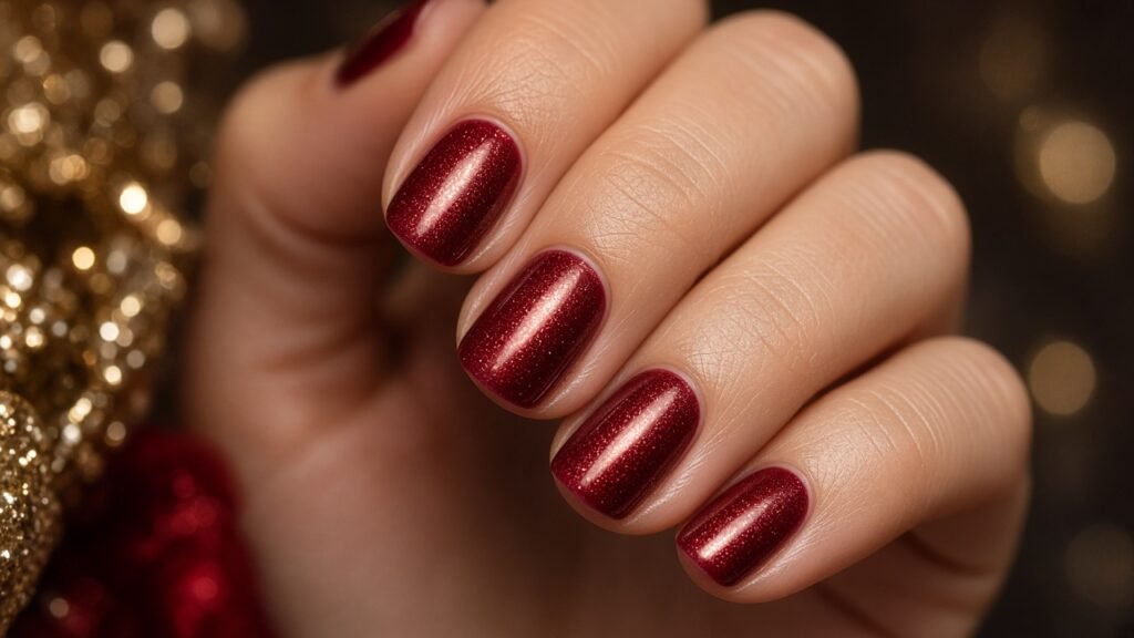 Red Velvet Short Nails - short winter nails