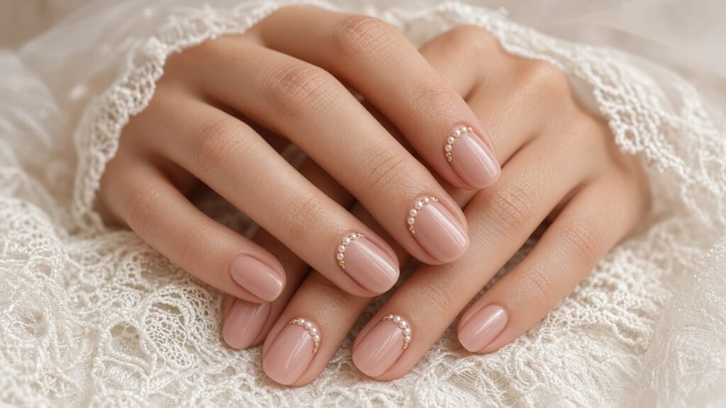 Pearl-Embellished Bridal Nail Designs
