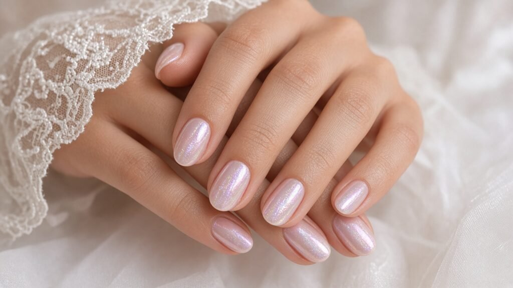 Glazed Donut Pearl Finish - bridal nail designs