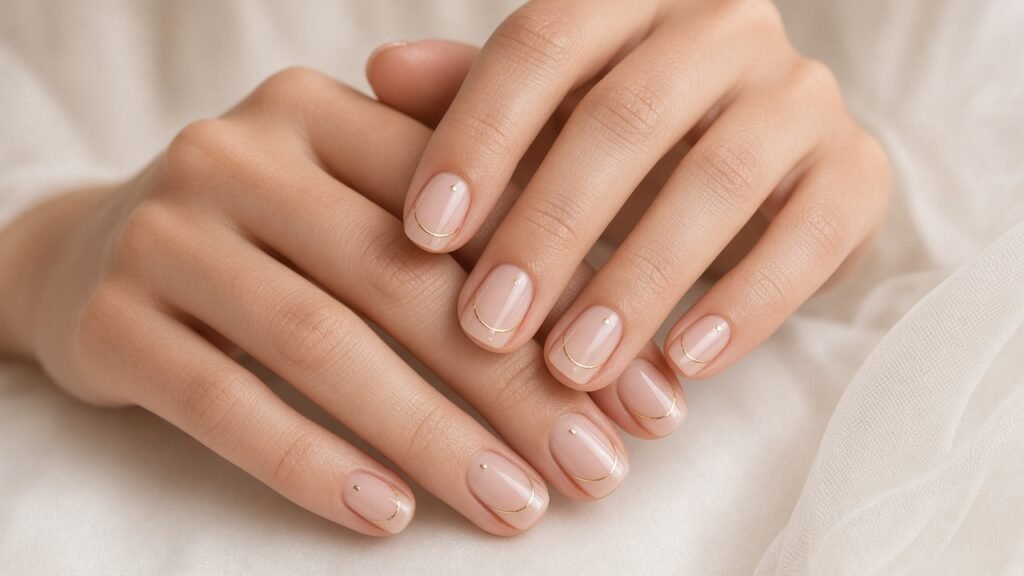 Minimalist Negative Space Lines - bridal nail designs