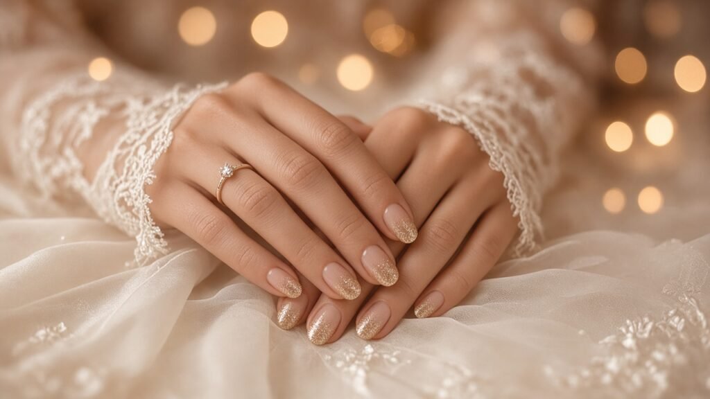 Champagne Glitter Fade - bridal nail designs