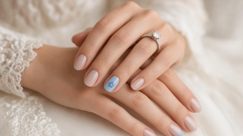 Something Blue Accent - bridal nail designs