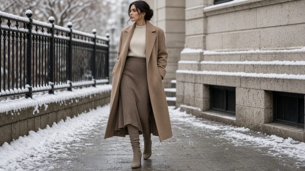 Hidden Gem: Sock Boots and a Midi Skirt - winter boots outfits