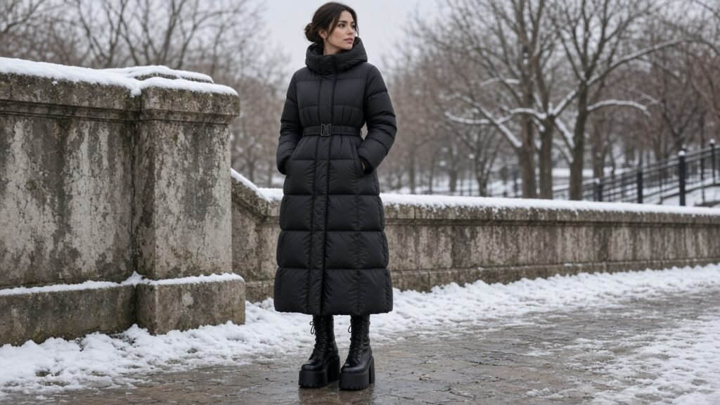 Platform Boots and a Puffer Dress - winter boots outfits