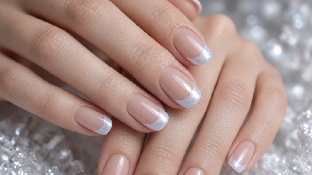 Frosted French Tips - winter nail designs