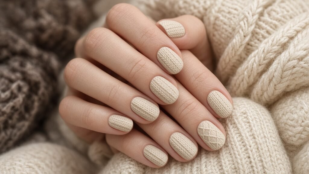 Cable Knit Sweater Nails - winter nail designs