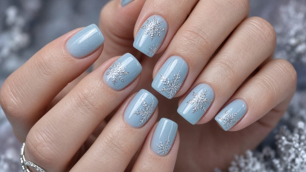 Snowflake Accent Winter Nail Designs