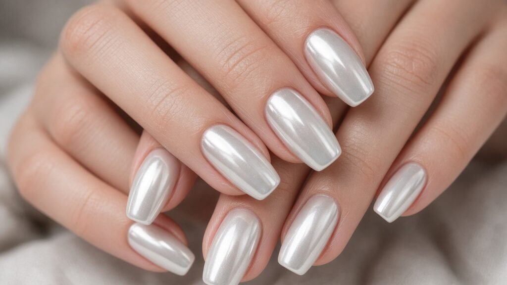 Pearl Glazed Winter White - winter nail designs