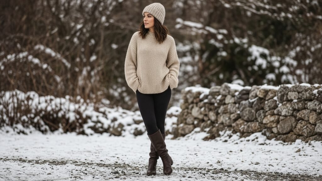 Chunky Sweater and Leggings - winter outfits