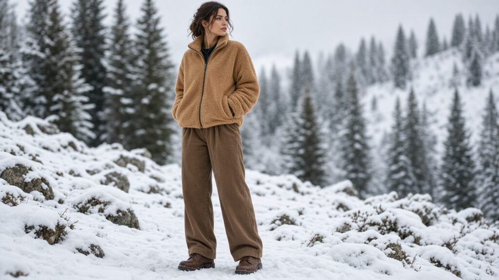 Corduroy Pants and Fleece - winter outfits